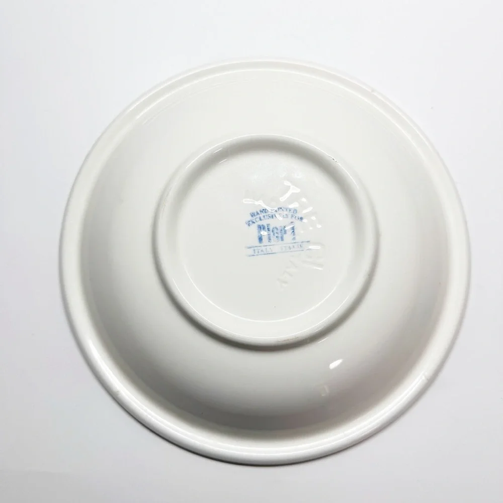 Pier 1 Italian Hand Painted Blue Floral Serving Bowl Set